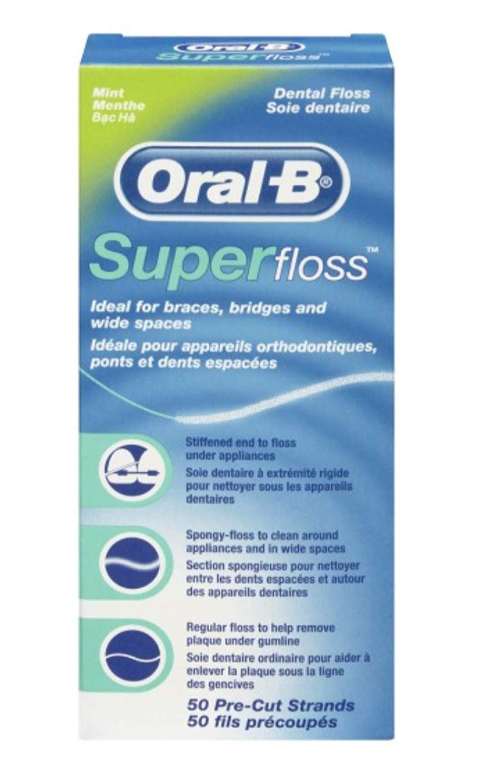Oral-B 50 Pieces Pre-Cut Super Floss - Pack of 3, 1 count (Pack of 150)