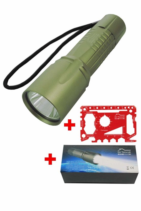 DIY TECH UK - IncrediBeam Mini 12cm Pocket Torch + Free 48 in 1 Wallet Tool - Latest Super-Bright LED - 300m Long Range - 5 Functions - Anti-Slip - Aerospace Grade Aluminium Body - Gun Metal Grey