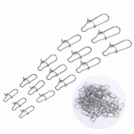 Alomejor 200pcs Fishing Snap Connector Fishing Rolling Ball Bearing Barrel Swivel with Safety Snap Connector Fishing Accessories For Freshwater - Image 2