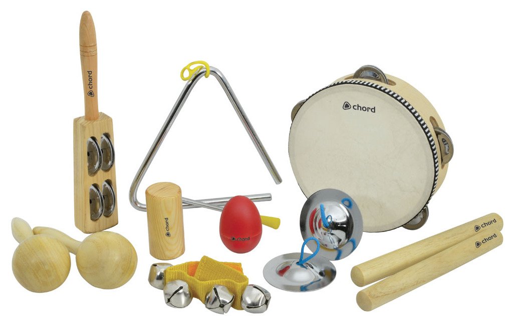 Chord CPS09 9 Piece Hand Percussion Set including Bag, Includes Tambourine, Maracas, Shakers, Claves, Jingle Band