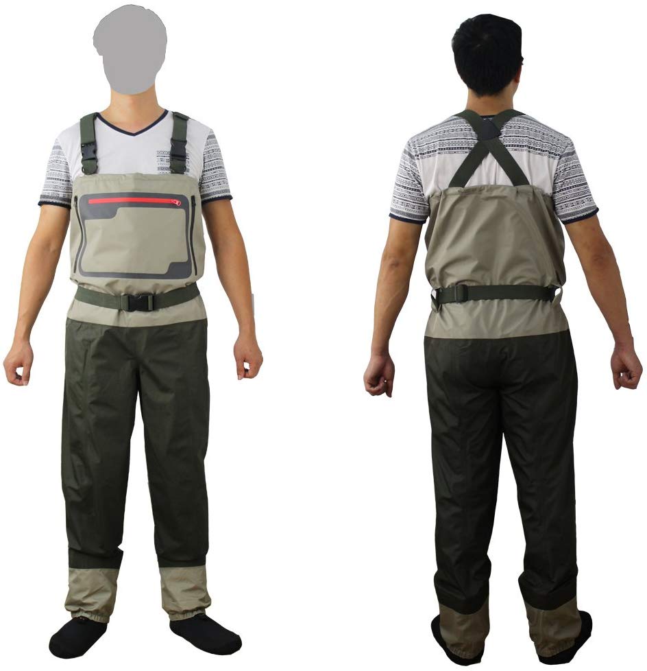 Kylebooker Fly Fishing Chest Waders Breathable Waterproof Stocking Foot River Wader Pants for Men and Women (L)
