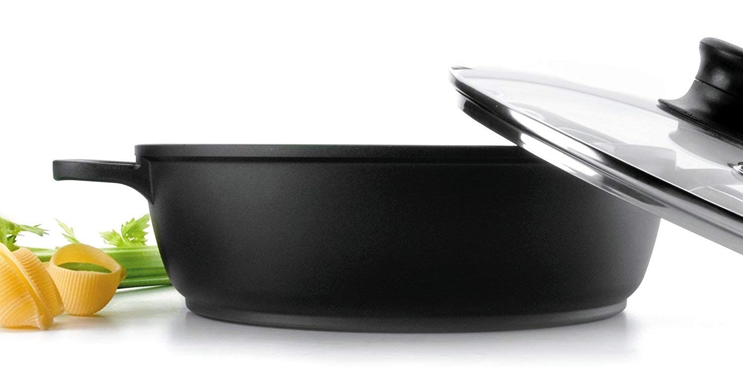 Lacor 25832 Bottom Cast Aluminium Cooking Pot with Glass Lid 34 x 32 x 10 cm, Black - Image 2