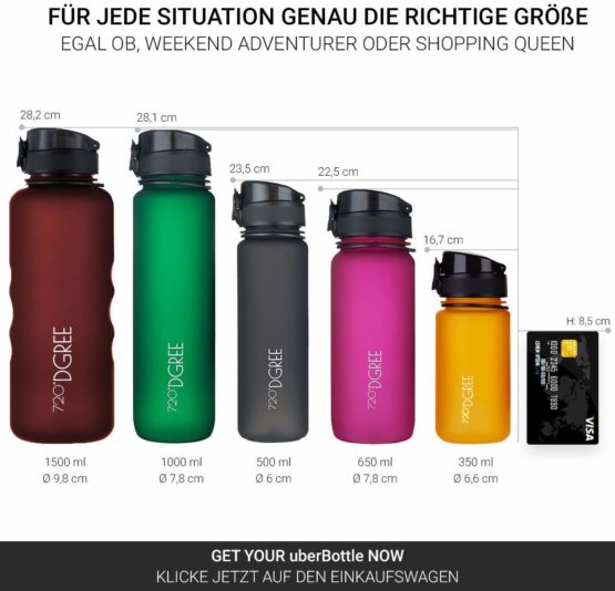 720°DGREE Water Bottle “uberBottle“ +Fruit-Infuser - 350ml, 500ml, 650ml, 1L - BPA-Free Tritan, Leakproof, Reusable - Sports Drinking Bottle for Kids, Gym, Fitness, Outdoor, Cycling, School - Image 4