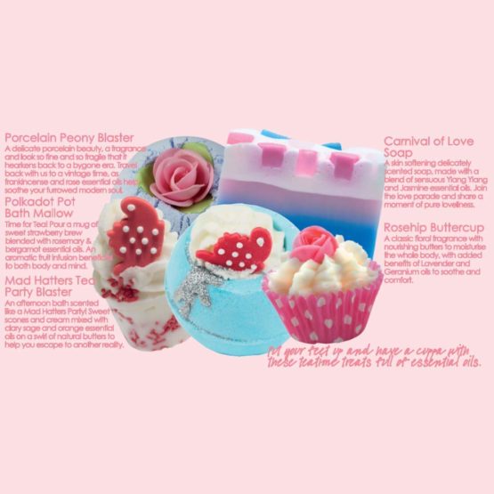 Bomb Cosmetics Time for Tea Handmade Wrapped Bath & Body Gift Pack, Contains 5-Pieces, 480 g - Image 2