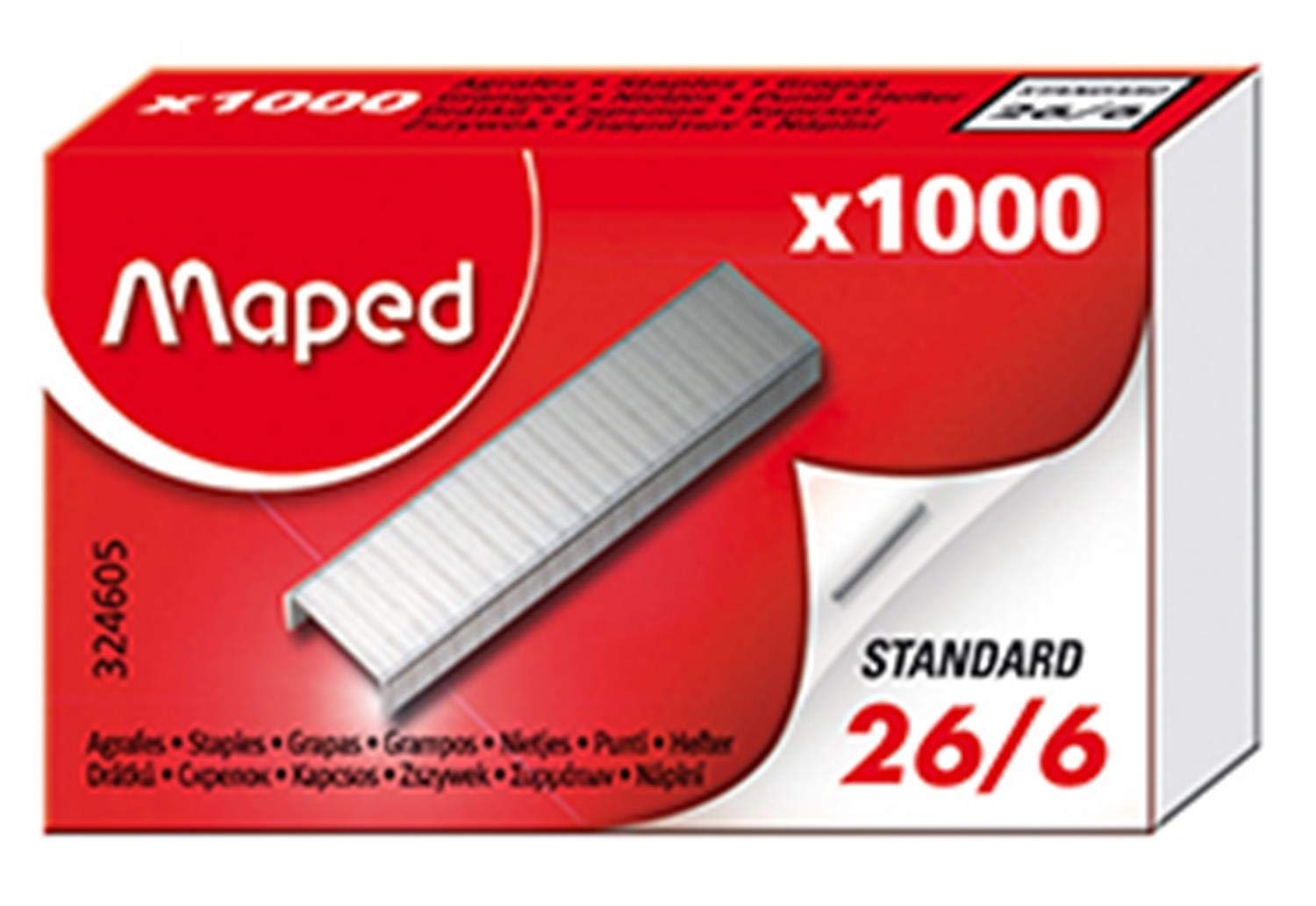 Maped 324605 Staples 26/6 Galvanised Small Pack, brown
