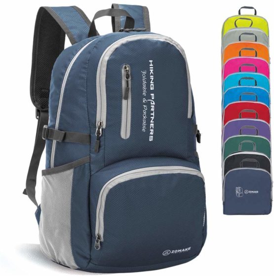 ZOMAKE Lightweight Foldable Backpack, Small Unisex Nylon Daypack, Water Resistant Rucksack for Men Women Hiking Travel