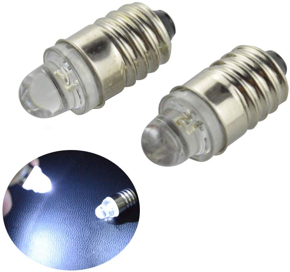 Ruiandsion 6pcs E10 LED Bulb 3V 6000K White LED Bulb for Torchlight Flashlight Torch Headlight,Non-Polarity - Image 2