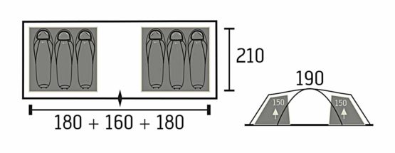Portal Outdoors Unisex's Beta 6 Spacious 2 Bedroom Tent with Storage Bag - Image 2