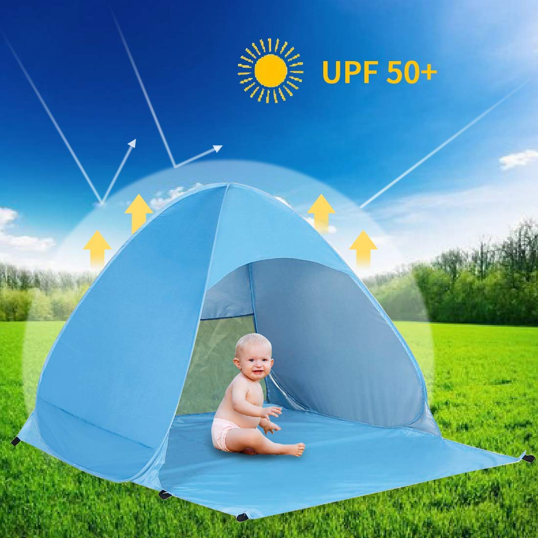 Kratax Pop Up Beach Tent for 1-3 Person Rated UPF 50+ for UV Sun Protection Waterproof Sun Shelters for Family Camping Fishing - Image 2