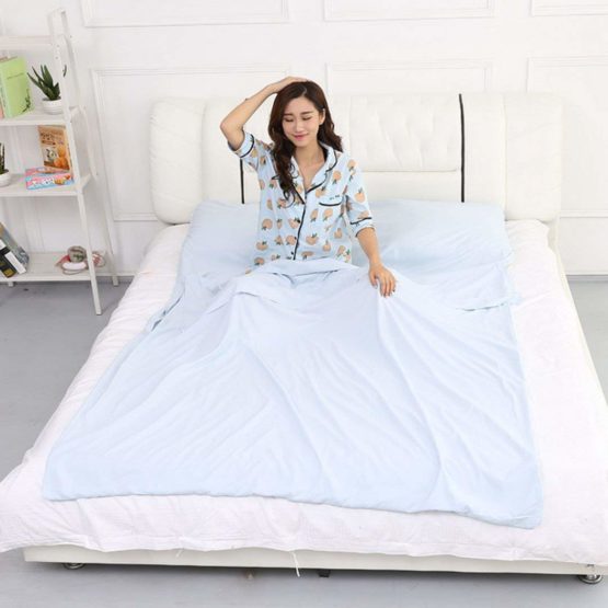 AiSi Cotton Sleeping Bag Liner Healthcare Sleep Sack with Carry Pouch Univeral for Travel Hotel | Business Trip | Camping - Image 4