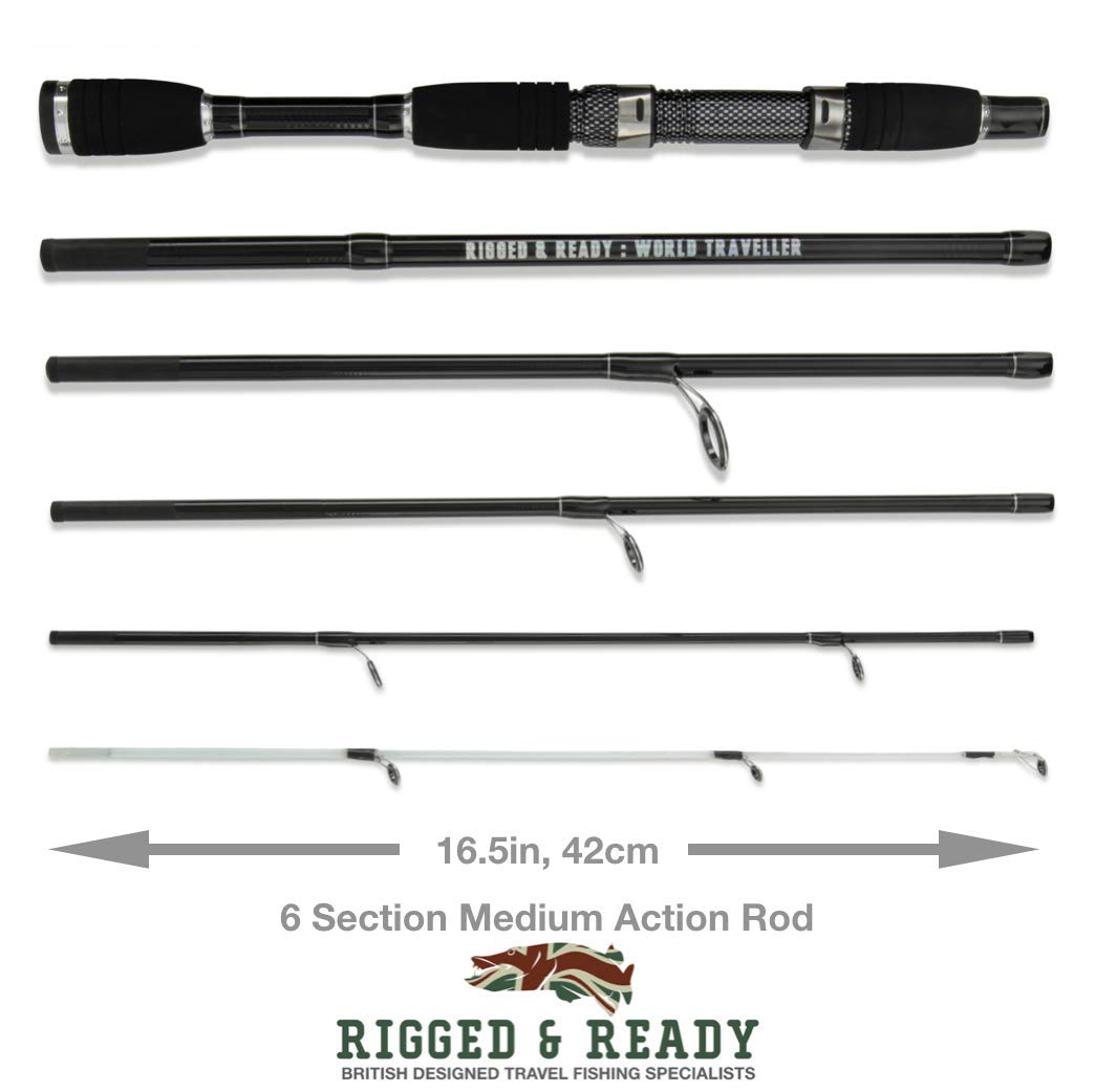 Rigged and Ready Smuggler 6 Travel Fishing Rod & Case. Compact medium length 7.3’ (215cm) rod, with 2 tips - Image 2