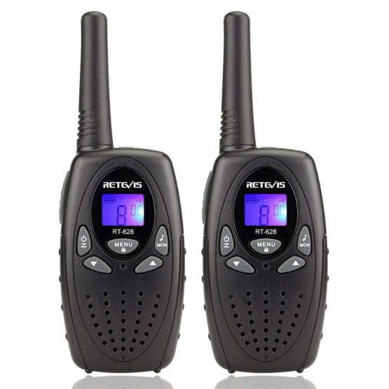 Retevis RT628 Walkie Talkies for Kids, Easy Use Long Range Rechargable Walky Talky for 3-12 Years Old Kids, Toy Gift for Hiking Camping Garden Outdoor Activities (1 Pair, Black)
