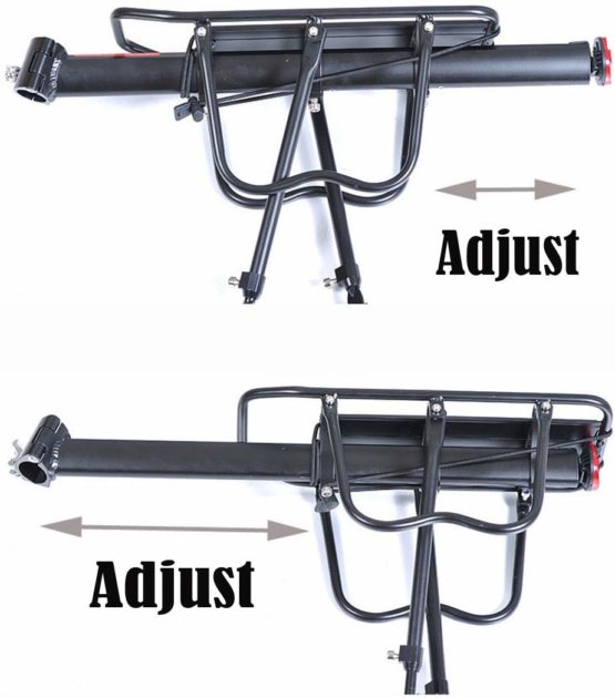 Malayas Bicycle Rear Rack Carrier Rack Holder Adjustable Rear Bicycle Black Seat Holder Luggage Cargo Carrier with Reflector 50KG Capacity - Image 4