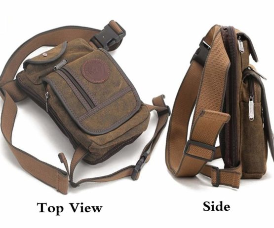 FiveloveTwo Small Canvas Multi-Purpose Waist Fanny Pack Tactical Military Drop Leg Bag Camping Hiking Motorcycle Bike Cycling Pouch - Image 4