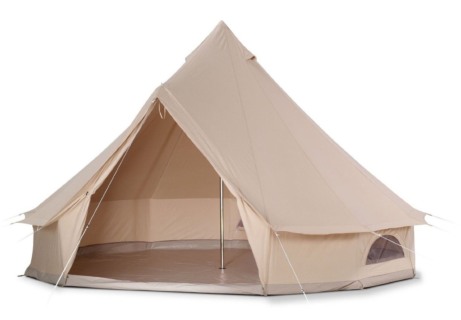 Cozy house Outdoor Waterproof Four Seasons Family Camping Cotton Canvas Bell Tent with Meshed Door and Windows (Diameter 4M)