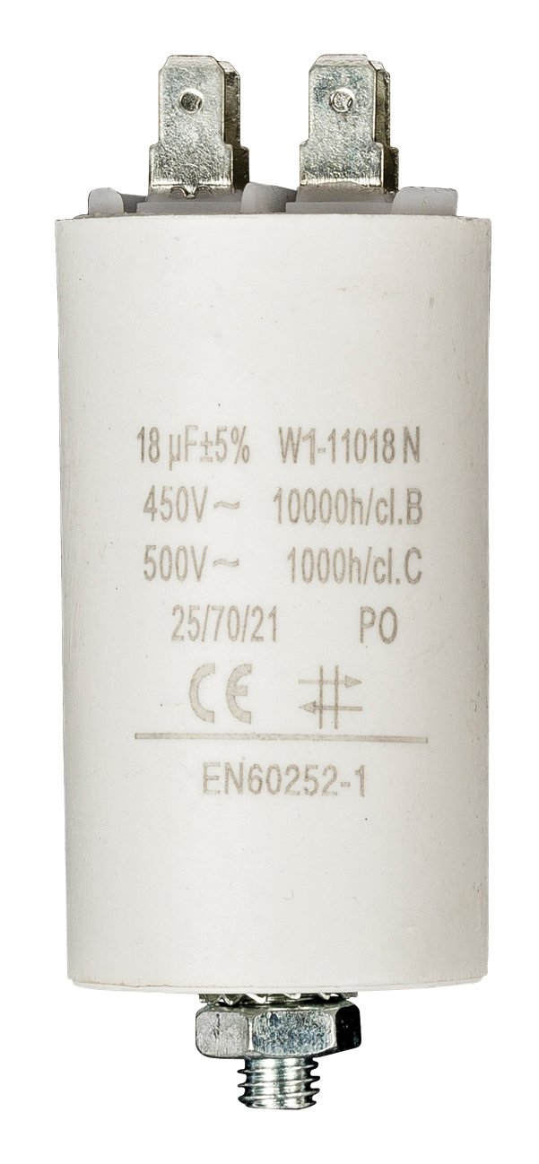 NEDIS Fixapart W1-11018N Capacitor 18.0µF 450V, Motor Start Run, Cylindrical, White, 40x100 mm