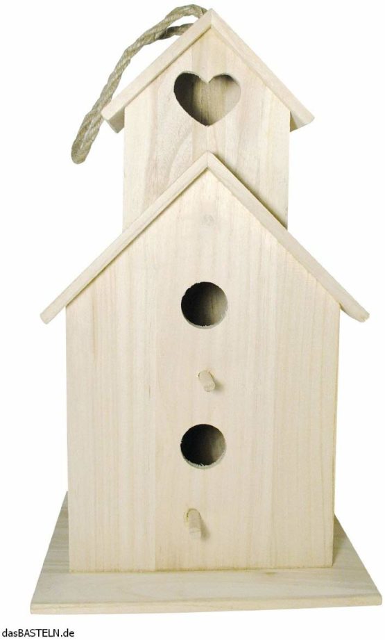 Rayher 6178300 Bird House "Saint Tropez" for Wild Birds, Wooden Nesting Box for Small Birds, 22 x 19 x 39 cm
