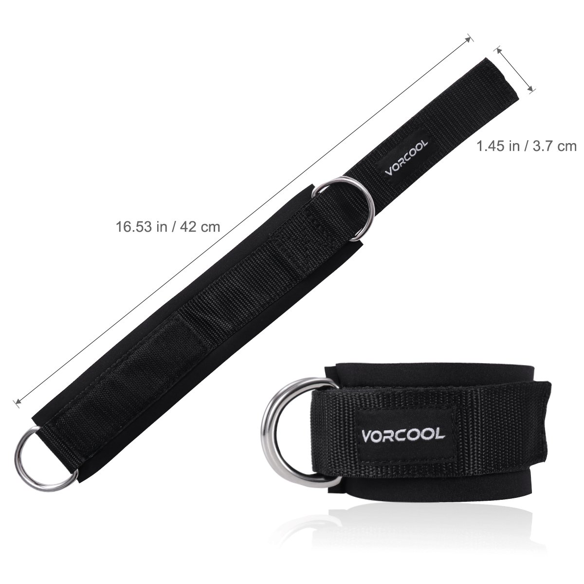 VORCOOL Ankle Straps for Cable Machines: 2PCS Steel Double D-Ring Neoprene Padded Weightlifting Gym Workout Fitness Ankle Cuffs for Legs Abs and Glute Exercises with Carry Bag Fits Men&Women - Image 4