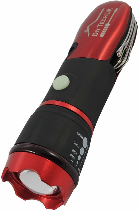 DIY TECH UK - IncrediBeam Multitool 15 in 1 Pocket Torch + Free 48 in 1 Wallet Tool - Latest Super-Bright LED - 300m Long Range - Anti-Slip - Extra Strong High Carbon Stainless Steel - Burgundy Red - Image 4