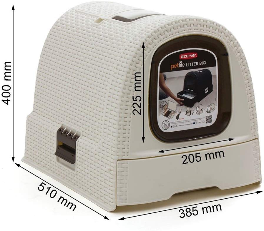 CURVER Cat Toilet House, Closed Litter Tray, Removable Bottom Compartment for Easy Cleaning - Image 3