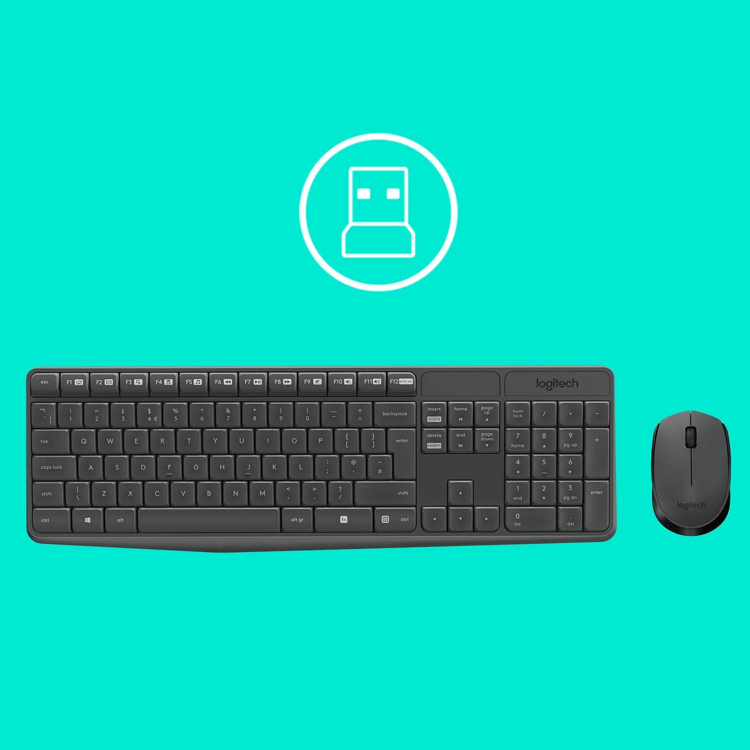 Logitech MK235 Wireless Keyboard and Mouse Combo for Windows QWERTZ German Layout - Grey, Anthracite, Essentiell - Image 4