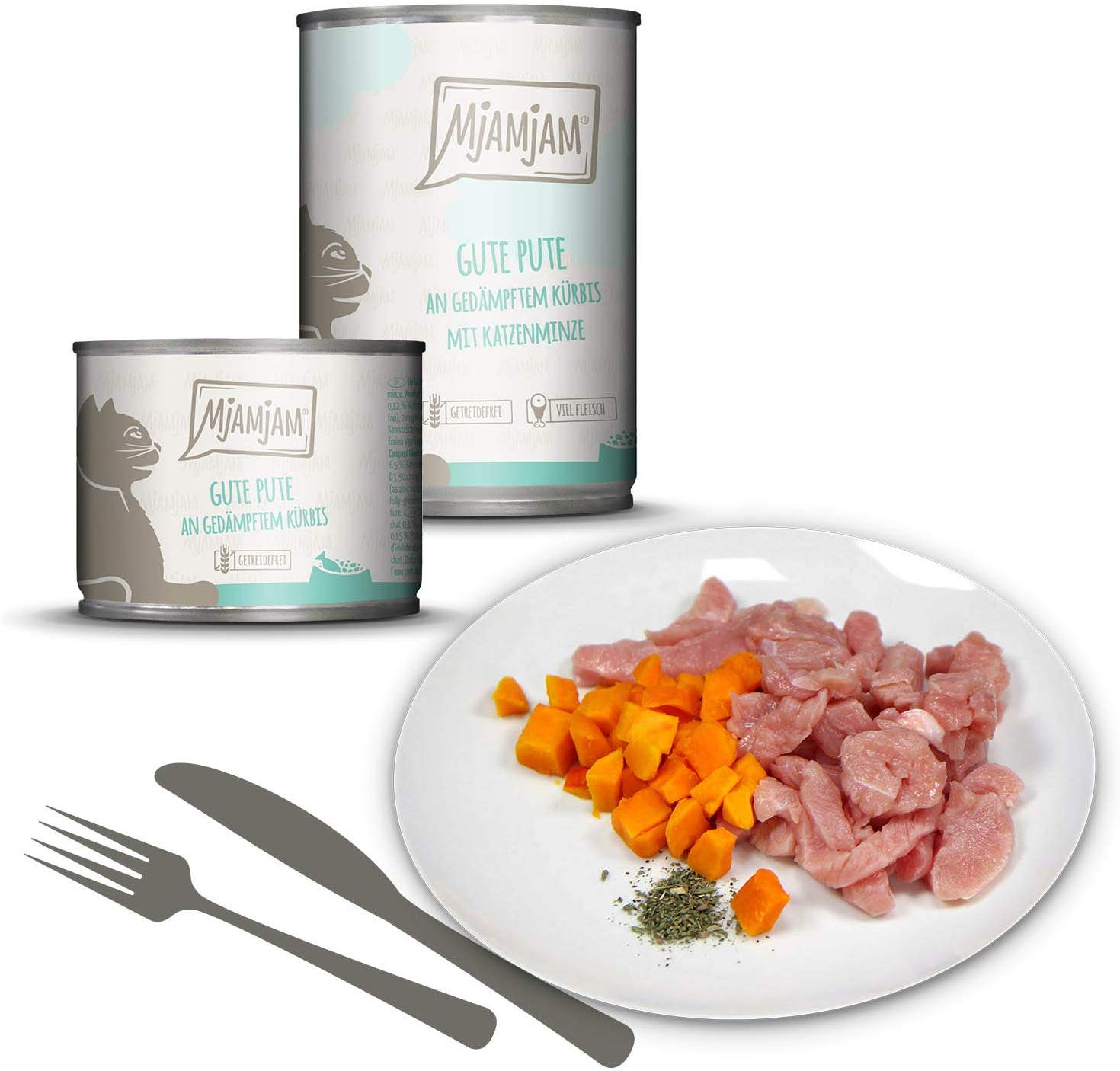 MjAMjAM Natural Wet Cat Food, Good Turkey with Steamed Pumpkin, Grain Free, 6 x 200g - Image 2