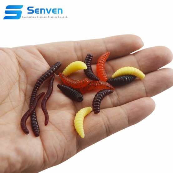 senvenelec Artificial Earthworm, Biomimetic Soft Silicone Earthworm Baits Worm Fishing Lures Simulation Red Worms Plastic Green Environment Strong Temptation Bait Fake RedWorm - Large 100Pcs - Image 3