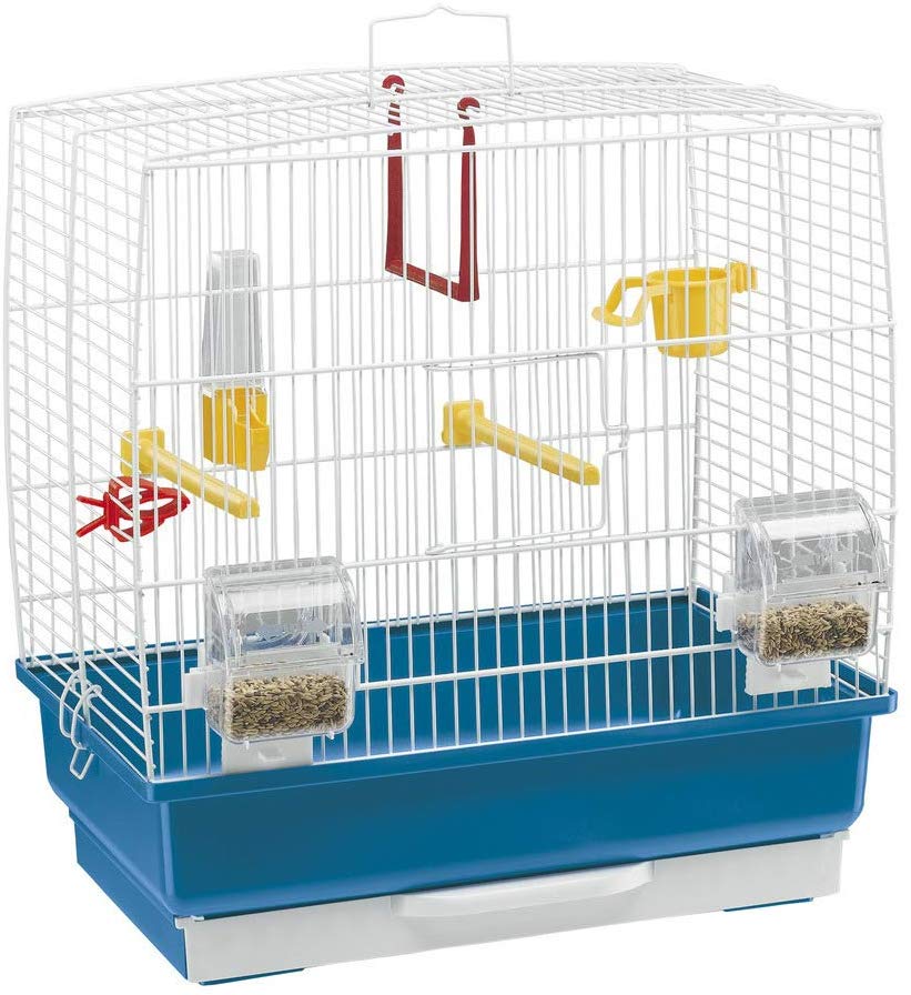 Ferplast Bird Cage Rekord 2 Cage for Birds Canaries, Budgies, Finches, Metal, Accessories included Rotating Feeder Perches