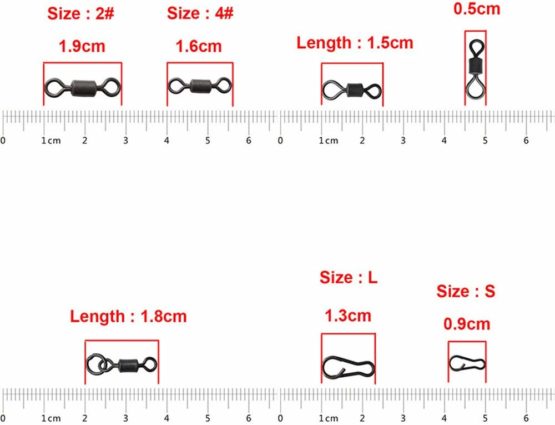 SHADDOCK 150pcs/box Matte Black Carp Fishing Swivel Clips Rolling Ring Swivel Speed Links Snaps Quick Change/Release Swivels Rigs Kit with Tackle Box for Carp Coarse Sea Fishing - Image 3