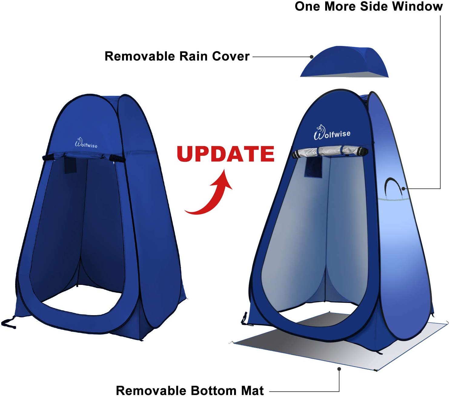 Wolfwise Pop Up Shower Tent with Floor, Portable Instant Changing Tent with Ventilation Window - Image 4