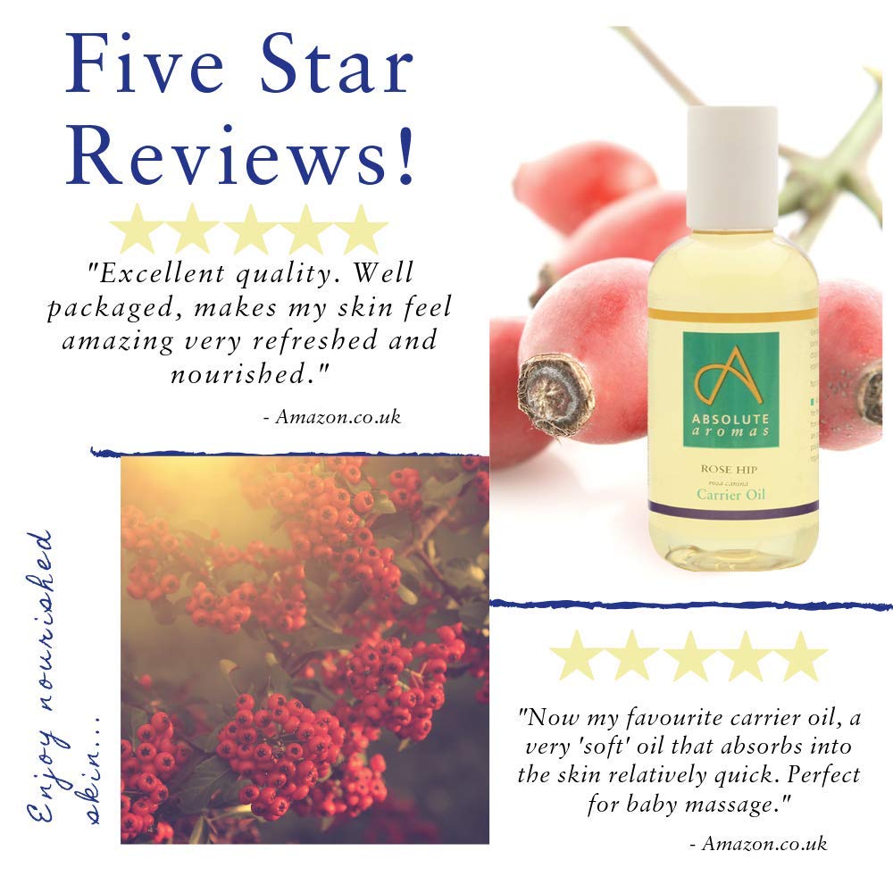 Absolute Aromas Rosehip Oil 50ml - Pure, Natural, Cold-Pressed, Vegan and Cruelty Free - Nourishing and Rejuvenating Moisturising Oil - Image 4