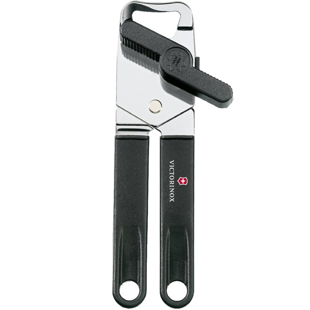 Victorinox Universal Can Opener, with Bottle Opener, Safe and Easy-to-use Tool, Robust Plastic Handle, Black