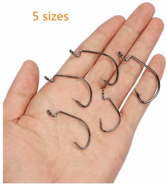 Toasis Wide Gap Offset Soft Lure Worm Hooks Assorted Sizes Pack of 50pcs - Image 4