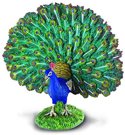 Collecta - 3388209 - Figurine - Animal - The Farm - Peacock, Blue and Green, 4"L x 3.5"H