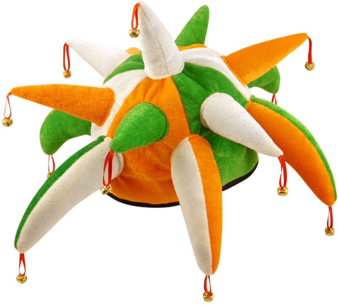 HENBRANDT Adult Irish Tricolour Jester Hat with Bells Ireland Flag St Patrick's Day Accessories One Size Irish Party Supplies Fancy Dress Costume Accessory Novelty Hats for Men and Women