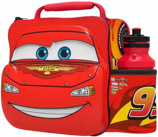Boyz Toys Disney Pixar Cars 3D Thermal Lunch Bag for Kids at School with Sports Bottle - Insulated Snack Bag for Children with Drinks Bottle - Reusable Tote Cooler Lunch Box