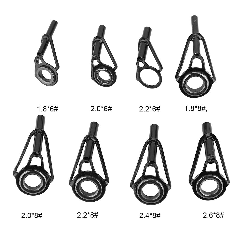 80pcs Fishing Rod Guides Stainless Steel 8 Sizes Fishing Rod Guides Tips Eye Ring Sea Fishing Pole Line Guide - Image 2