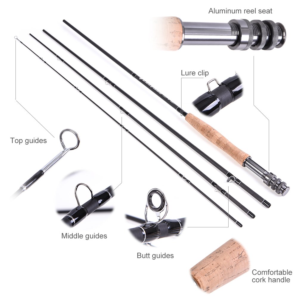 Lixada Fishing Rod Set, 4 Pieces Cork Handle and Aluminum Reel Holder Fishing Rod Set Fly Rods and Reel 9 Ft with Carry Bag (Green) - Image 4
