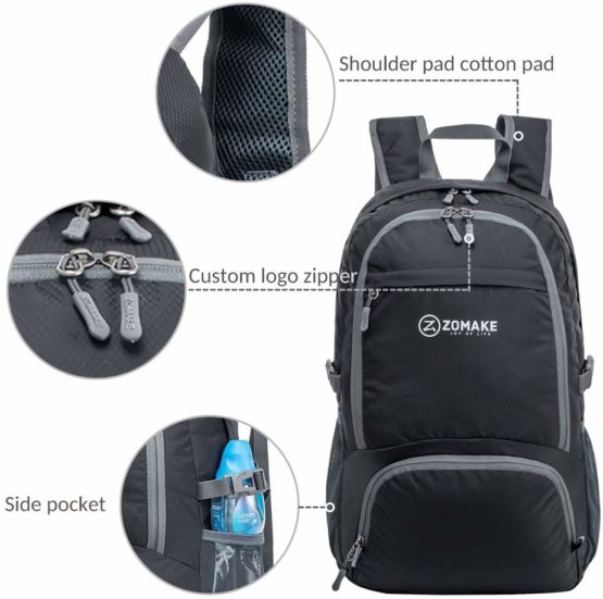 ZOMAKE 30L Lightweight Packable Backpack Water Resistant Hiking Daypack,Small Travel Backpack Foldable Camping Outdoor Bag - Image 4