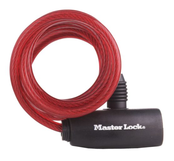 Master Lock Bike Lock Cable [Key] [1.8 m Coiling Cable] [Outdoor] [Random Color] 8127EURPRO - Ideal for Bike, Electric Bike, Skateboards, Strollers, Lawnmowers and other Outdoor Equipments
