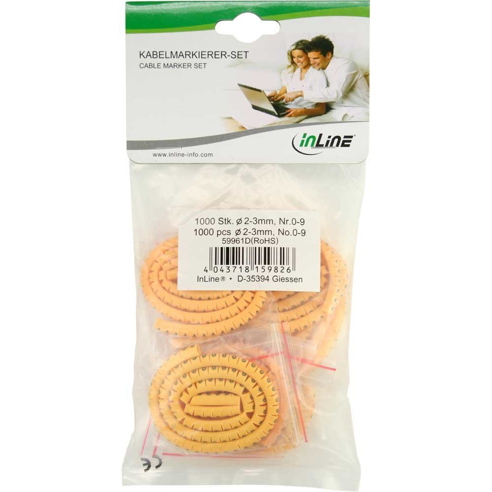 InLine® 59961G Pack of 1000 Cable Markers 5.2-10 mm No. 0-9, yellow - Image 2