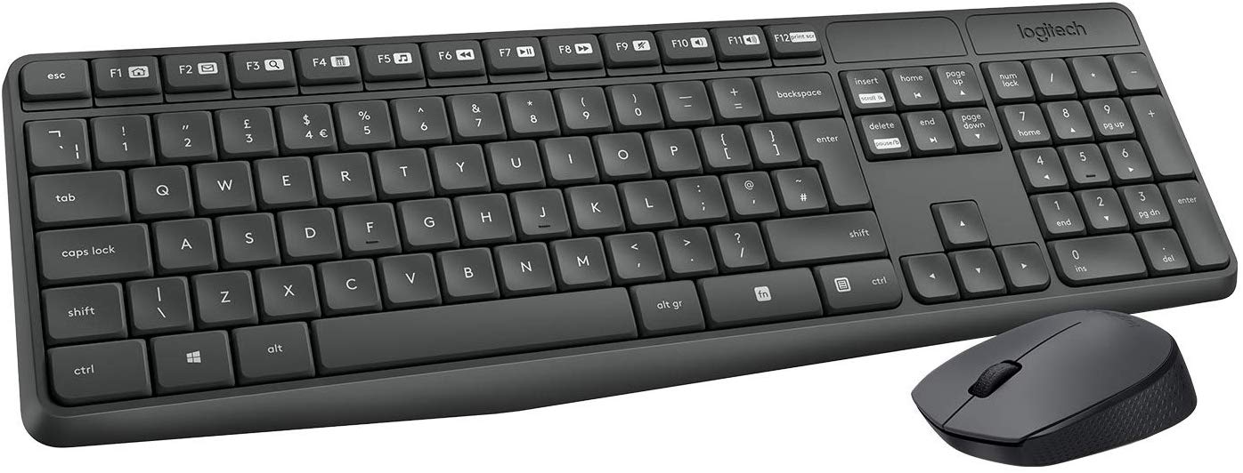 Logitech MK235 Wireless Keyboard and Mouse Combo for Windows QWERTZ German Layout - Grey, Anthracite, Essentiell