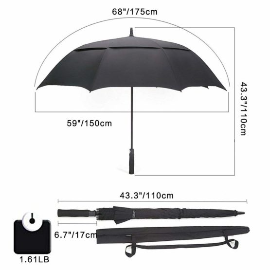 G4Free 55/61/69/72 Inch Golf Umbrella Windproof Double Canopy Extra Large Oversize Automatic Open Waterproof Umbrellas (Navy Blue, 72 inch) - Image 3