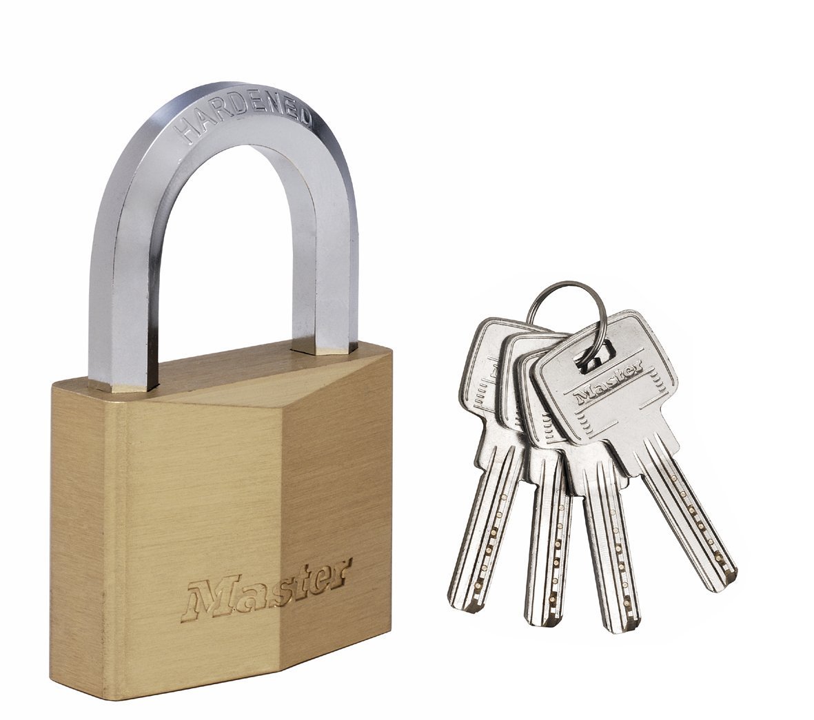 Master Lock 1165EURD Key Padlock with Brass Body and Hexagonal Shackle, Gold, 9,1 x 6 x 2,6 cm
