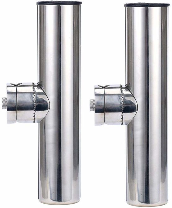 NUZAMAS 2X Stainless Steel Fishing Rod Holders Clamp On Rails Mounting 7/8" to 1" 22mm to 26mm Rail Mounted Marine Grade for Boat