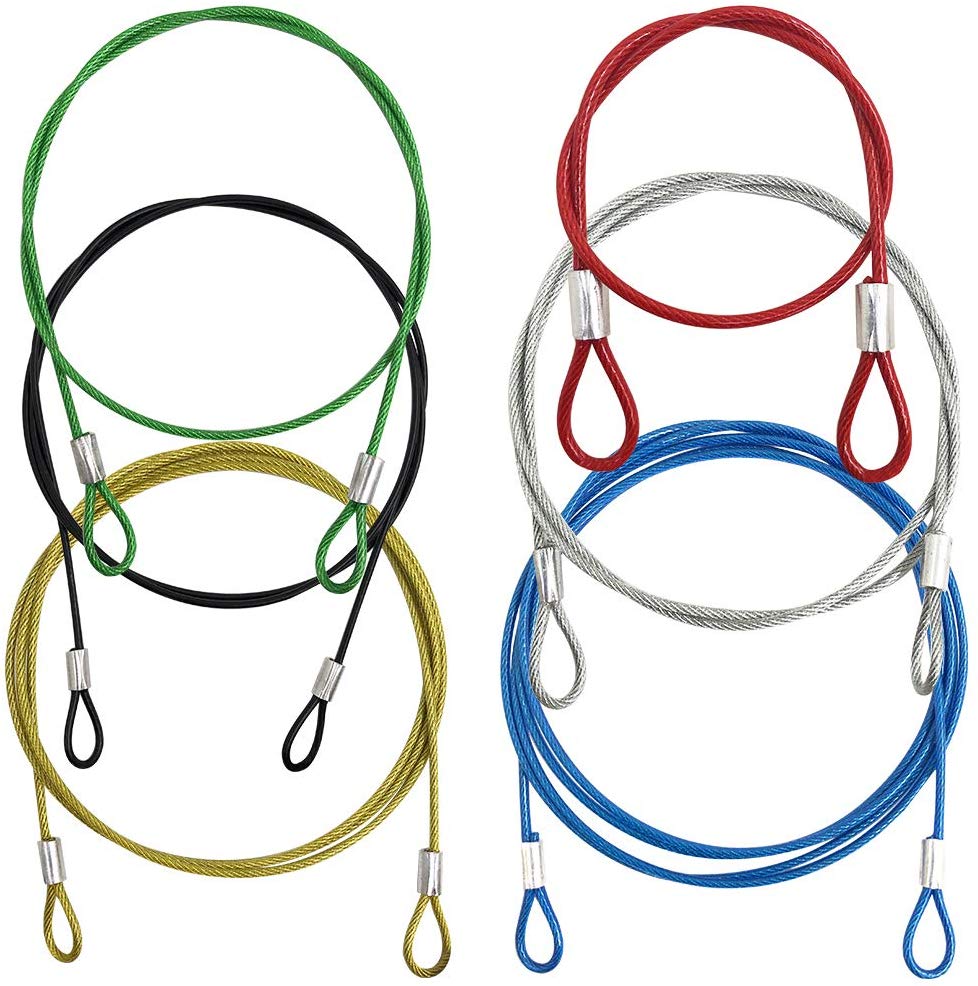 YuCool 6 Pack Security Steel Cable, 2MM Safety Cable Lock, Security Cable