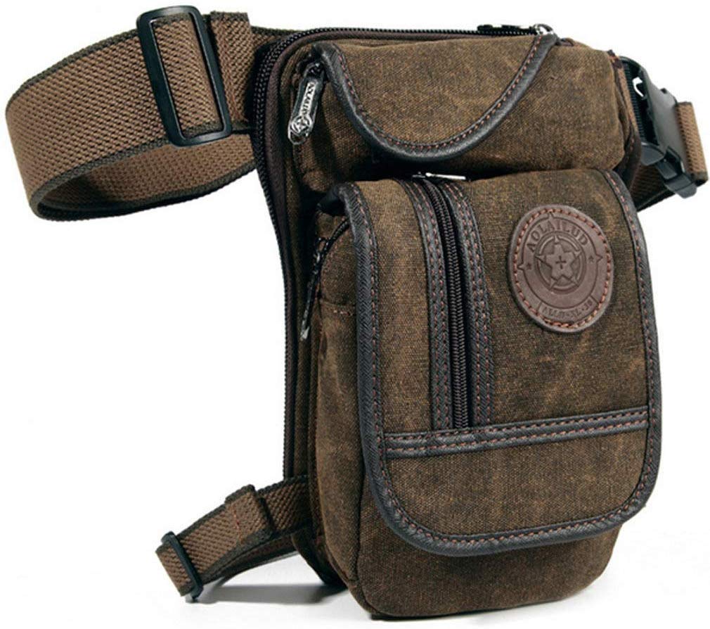 Canvas Drop Leg Bag Hiking Waist Pack for Men Women Travel Outdoor Sports Camping Tactical Motorcycle Riding Cycling Fishing Thigh Fanny Pouch