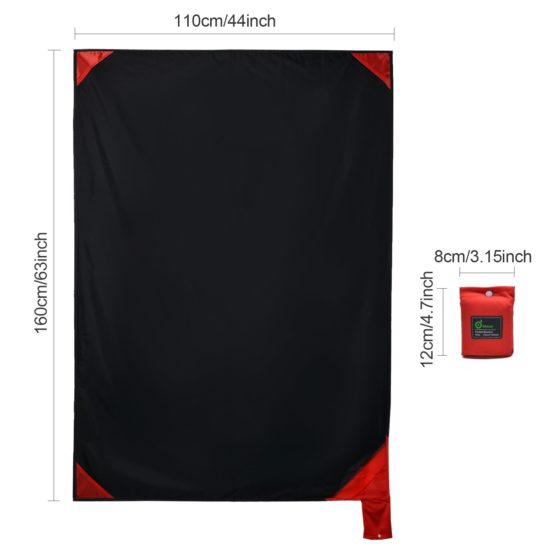 Odoland Picnic Blanket -110 x 160 cm Pocket Blanket Waterproof Heatproof Sandproof Thin Ground Sheet - Lightweight Foldable Beach Mat for Outdoor Camping, Travel, Hiking, Picnic (1-2 People) - Image 2