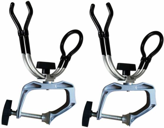 NUZAMAS Set of 2 Fishing Rod Holders Solid Aluminum Alloy for Boat Kayak Yacht Rack Equipment | Clam on Mounting Max 5cm | 360 Degree Rotatable