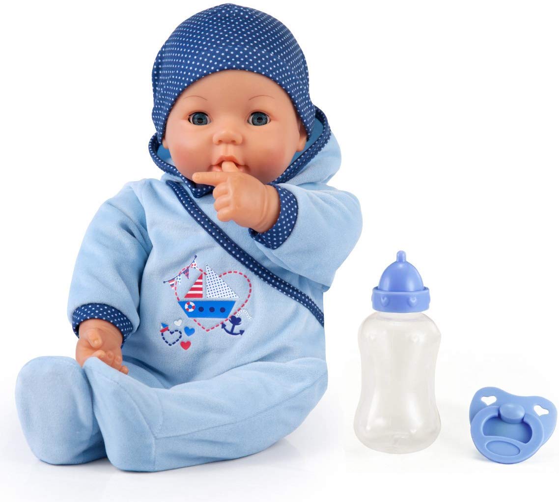 Bayer Design 94683AA Function, Interactive Doll, Hello Baby Boy with Accessories, 46 cm, Blue